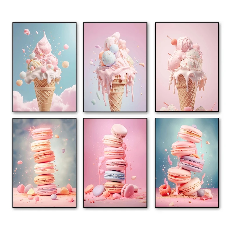 Photography Of Food - Unframe Pink Food Ice Cream Macaron