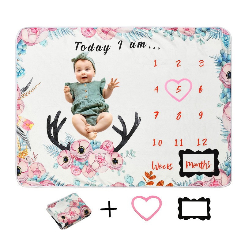 Photography Day - Digitaal bedrukte flanellen mijlpaaldeken, baby 100-dagen