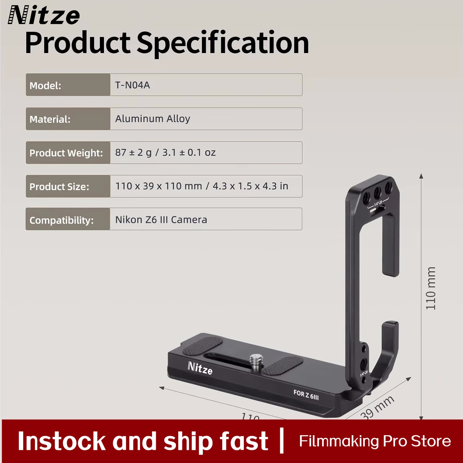Nitze camera L-beugel voor Nik - Nikon Camera Z6 Iii recensie en prijs