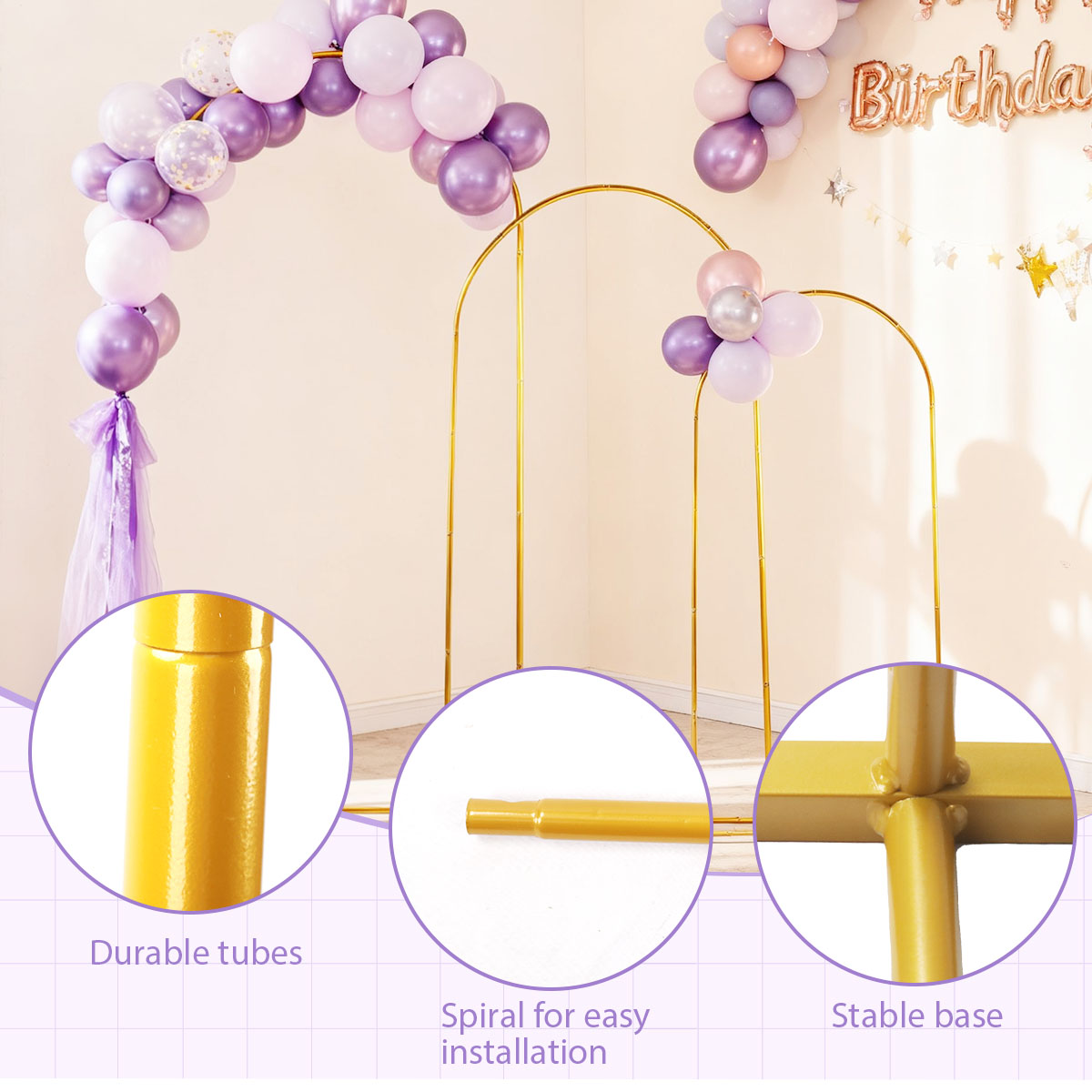 3-pack gouden metalen boogkits - Backdrop Stand Kit recensie en prijs